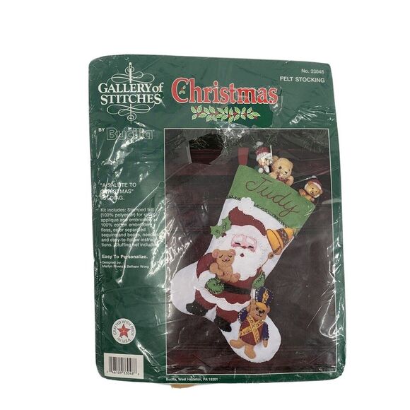 Bucilla Other - Bucilla Gallery of Stitches "A Salute to Christmas" 15" Stocking Kit #33048 Vtg
